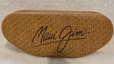 Estuche para gafas de sol Maui Jim solo imitación bambú cesta tejido cubierta dura Foto 1 de 2