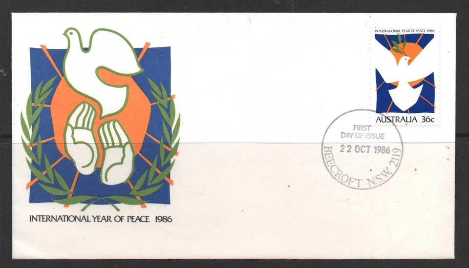 FDC " INTERNATIONAL YEAR OF PEACE " AUSTRALIA 1986 - Image 1 of 1