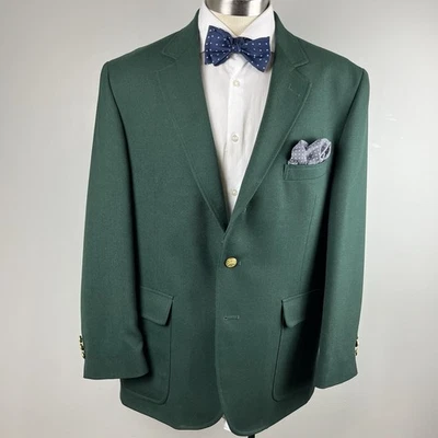 Orvis 44S 绿色羊毛混纺 3/2 卷 Masters Blazer 运动外套 高尔夫 美国 — 第 1/4 张图片