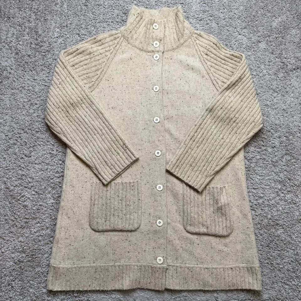 Suéter Eileen Fisher Mujer Grande Lana de Cordero Angora Beige Largo Cárdigan Botones  Foto 1 de 4