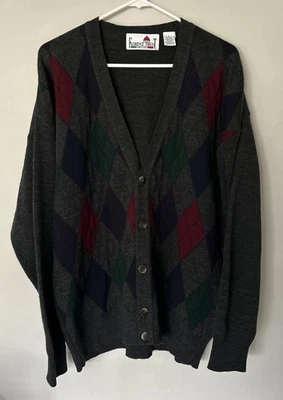 Suéter Florence Tricot Argyle Cárdigan Mezcla Lana Hecho en Italia Gris Abuelo L Foto 1 de 4