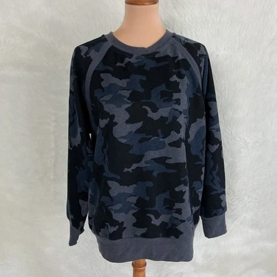 Prana Blue, Black & Gray Camouflage Cozy Up Sweatshirt Nautical Camo NWT L - Image 1 of 4