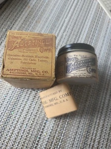 NOS Vintage 1910s ASEPTINOL Full with BOX INSERT - MILK GLASS JAR, Baltimore MD - Picture 1 of 11