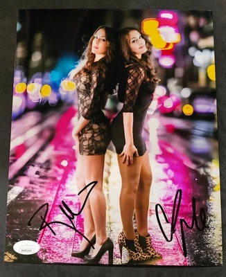 Nikki & Brie The Bella Twins Signed WWE 8X10 METALLIC Photo JSA COA HOT - Image 1 of 4