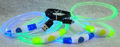 4 COLLAR LED VISTO PERRO MASCOTA USB RECARGABLE LUCES INTERMITENTES PARA NOCHE HALLOWEEN Foto 1 de 4