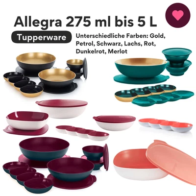 Tupperware Allegra Einzeln: 3,5L 2,5L 1,5L 275ml Servier-Perle Schwarz/Gold/Rot - Bild 1 von 4