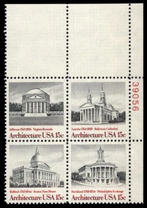 US Scott # 1782a, American Architecture, Plate Block of (4) 1979 15¢ Stamps, MNH - Picture 1 of 1