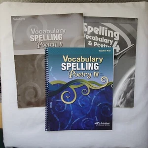 A beka Vocabulary Spelling & Poetry IV Teachers Key & Quiz Key 4th Abeka - Picture 1 of 7