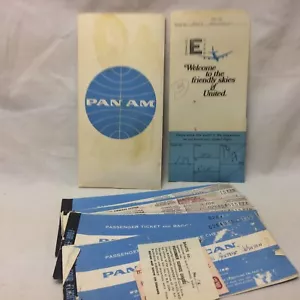 Vintage Pan Am Reisebroschüre Reiseroute mit Tickets Lot - Bild 1 von 10