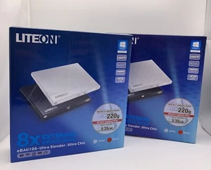 Lot 2 ~ LITE-ON 8x External DVD/CD Writer Optical Drive eBAU108-11 Ultra Slender - Picture 1 of 14