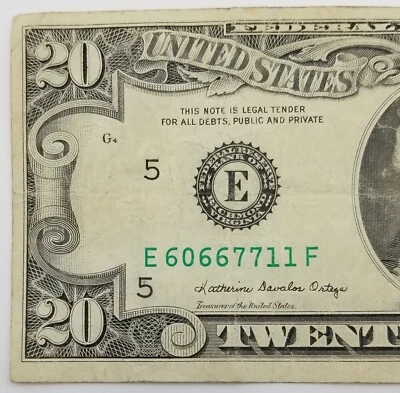 TWENTY Dollar Triple Double Classic 1985 Bill Richmond BEP FRN US Series $20 E F - Image 1 of 4