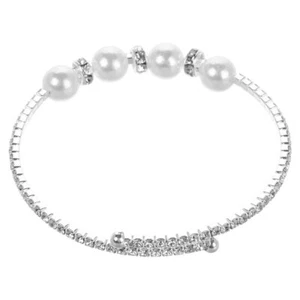 Pearl Bracelet Bride Jewelry Set for Wedding Day Bridal Bracelets Bridesmaid - Picture 1 of 12