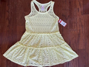 Girls' Crochet Cover Up - Cat & Jack Neon Yellow M 7/8 - Picture 1 of 4