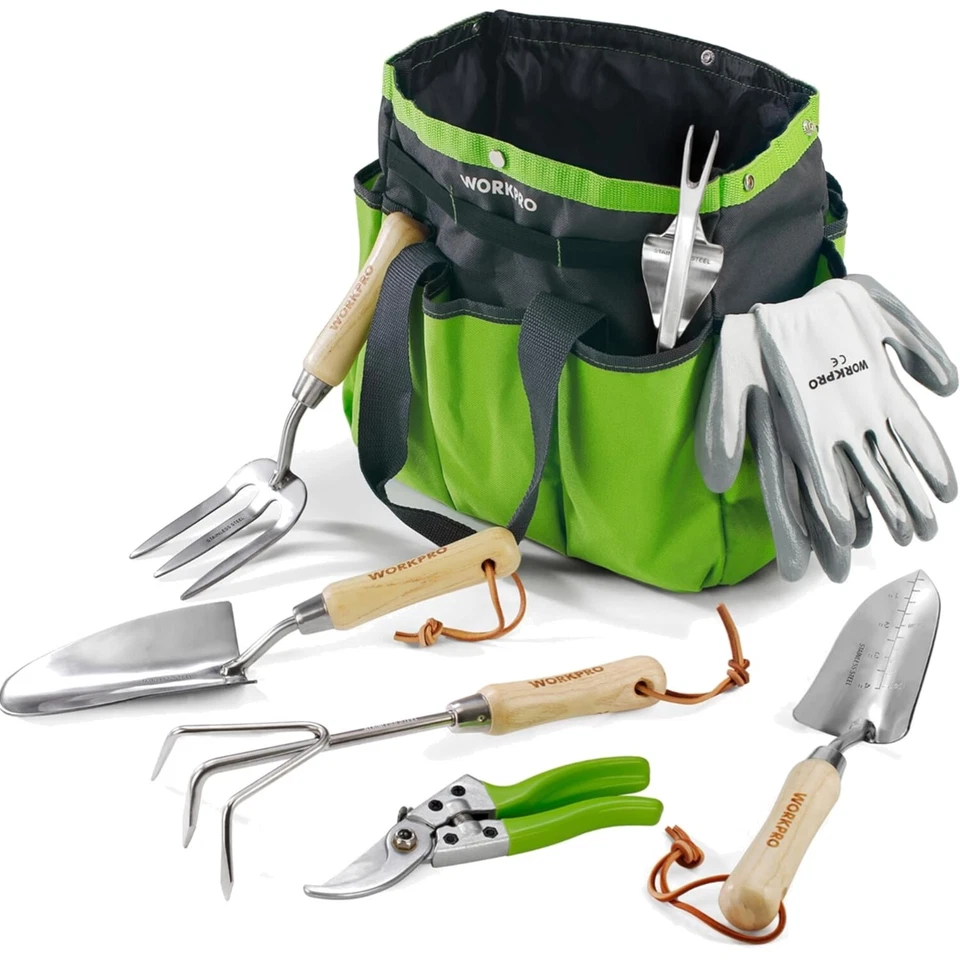 WORKPRO Gartenwerkzeug Set 8 in 1 Gartengeräte mit Aufbewahrungstasche aus