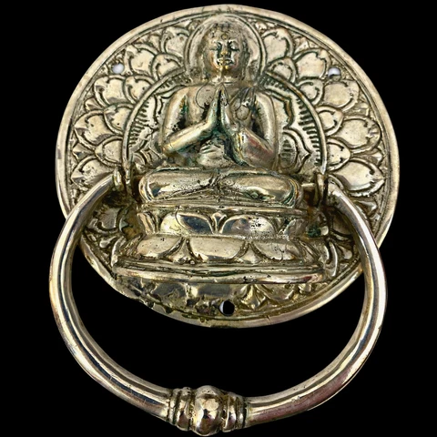 Buddha bronze Door Knocker Handle Pull Cast Namaskara Bali art Cover