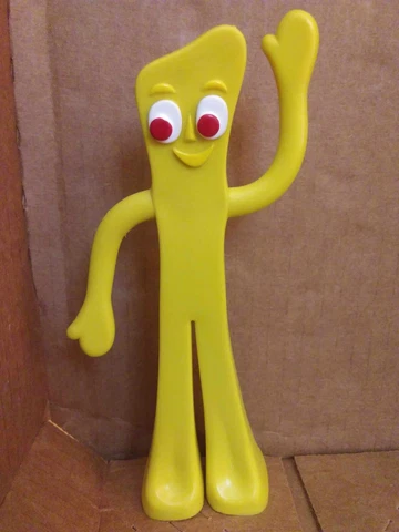 Yellow Gumby Figure-Bendable/Poseable-In Near Perfect Condition-Scratch on Back Cover