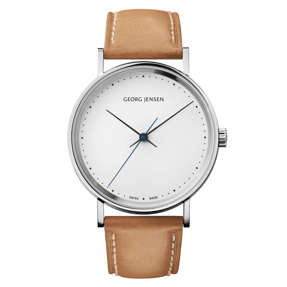 Georg Jensen 38mm Watch White / Tan - Henning Koppel - K38-ST51  - Image 1 of 1