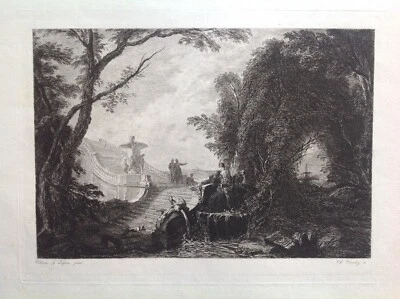 Gravure ancienne 19° WATTEAU & LAJOÜE pinx / Ch. COURTRY sc Ballade au parc - Photo 1/4