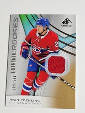 2019-20 UD SP Game Used Authentic Rookies Jersey Card # 137 Ryan Poehling /599
