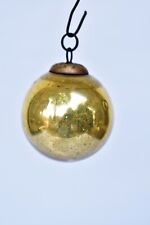Antique German Kugel Ornaments Golden Glass Ball Mercury Brass Cap Christmas"481