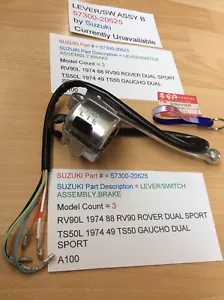 SUZUKI A100 RV90 TS50 NOS LEVER SWITCH ASSEMBLY BRAKE WIRING PT57300-20625 NEW - Picture 1 of 12