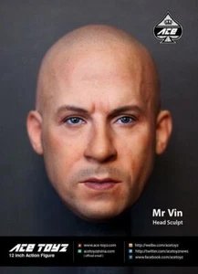 1/6 Vin Diesel Male Head Sculpt Carving Fit 12"in Action Figure Body Collectible - Picture 1 of 6
