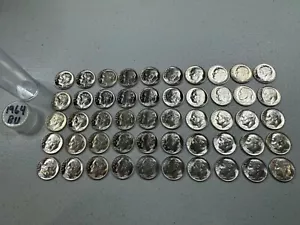(50) 1964 US MINT SILVER ROOSEVELT DIMES, 1 ROLL, all BU/MS coins!!!! - Picture 1 of 8