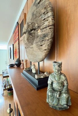 Ancient Antique Chinese Qing Dynasty Wood PolyChrome Sculpture 18th Century - Image 1 of 4