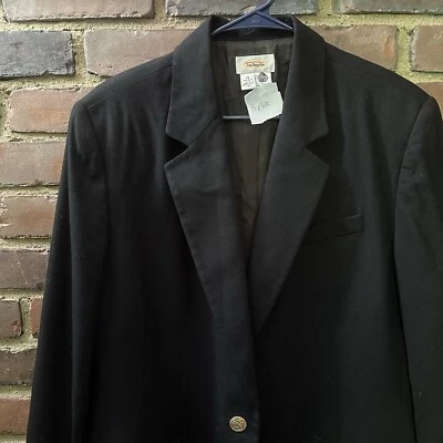 Vintage TALBOTS | Blazer de Lana Negro Un Botón Dorado Talla 18-46 Pecho -30” Largo Foto 1 de 4