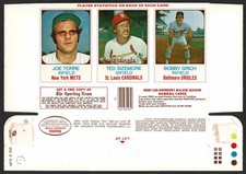 1975 Hostess Twinkies Panel Mets Joe Torre Cardinals Sizemore & Orioles Grich