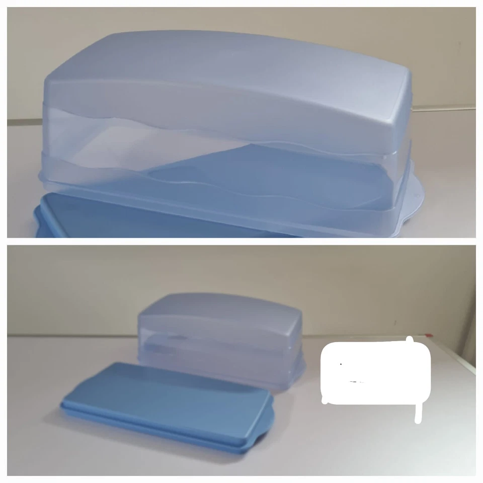 Tupperware Junge Welle Kastenkuchenbehälter Hellblau / wie unbenutzt  - Bild 1 von 1