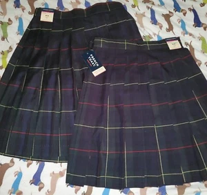 Girls NWT French Toast Lot of 2 Uniform Skirts sz 10 , 12 Pleated Green Plaid - Picture 1 of 12