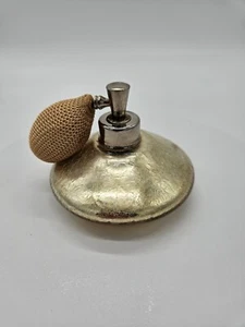 Vintage DeVilbiss Gold Cased Crackle Glass Hand Blown Perfume Atomizer Bottle - Picture 1 of 5