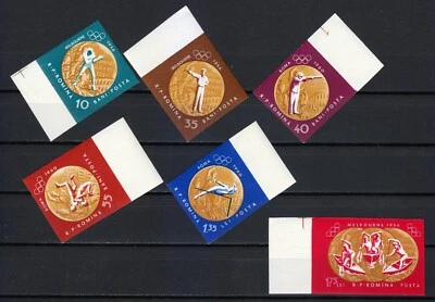 Romania 1961 MNH Mi 2010B,2013B-2014B,2017B-2019B Imperf Sc 1452-1457 Set ** - Image 1 of 2