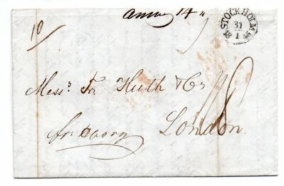 SWEDEN: Cover Stockholm to London 1845, contents. - Image 1 of 2