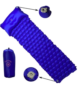 Ultra Light Sleeping Pad, Mat, Compact, double valve for camping - blue - Picture 1 of 7