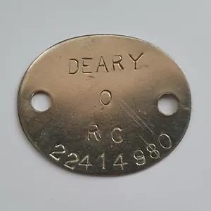 British military dog ID tag - 22414980 Deary O RC - Army - Royal Navy - UK - Picture 1 of 3