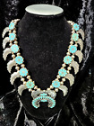 Vintage Sterling Silver and Turquoise Squash Blossom Necklace 27" BEAUTIFUL!!!