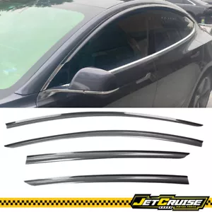 Fits 17-24 Tesla Model 3 Acrylic Smoke Window Visors Rain Sun Guard 4PCS - Picture 1 of 7