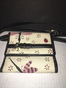 VTG Brighton Lady Bug Dragonfly Hearts Flowers Spring Mini Crossbody Purse - Picture 1 of 15