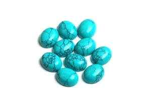 Oval Flat Back AAA Howlite Turquoise Cabochon Loose Gemstone For All Jewelry - Picture 1 of 11