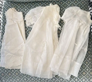Vintage 1960s Baptismal Christening Dress, Slip, & Coverlet - Picture 1 of 15