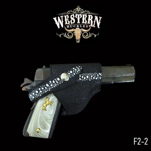 Colt 1911 Synthetic Black Leather Belt Holster Charro Gun Pouch Made In Mexico - Picture 1 of 4