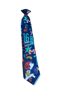 Vintage Disney Mickey Unlimited Sports Mouse Blue Boy's clip on Tie Football EUC - Picture 1 of 5