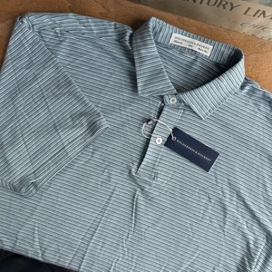 Holderness & Bourne The Keppler Shirt Mens XXL Sage Striped Performance Polo - Picture 1 of 10