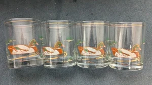 Vintage Mallard Duck Drinking Glasses Old-Fashioned Lowball Whiskey Set Of 4 - Picture 1 of 9