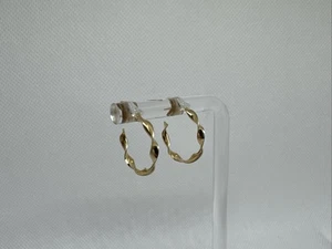 Schöne 585 14k Gelbgold gedrehte runde offene Creolen Ohrstecker durchbohrt - Bild 1 von 14