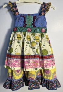 Matilda Jane Paint by Numbers Homegrown Peasant Apron Dress Hot Air Balloons 4T - Picture 1 of 5