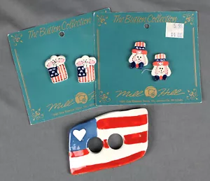Vintage Americana Porcelain Buttons, Mill Hill, American Flag, Bunnies - Picture 1 of 5