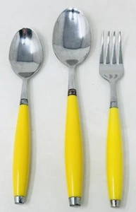 Fiesta Fiestaware Marigold Flatware Tsp Fork Tbsp 3 Piece Set Plastic Handles - Picture 1 of 5